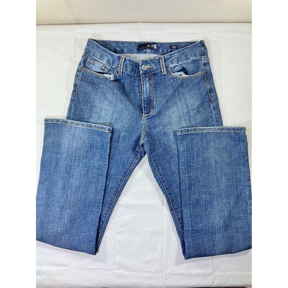 Seven 7 Studio Women's Blue Denim Jeans Size 10 Straight Stretch Comfort Casual